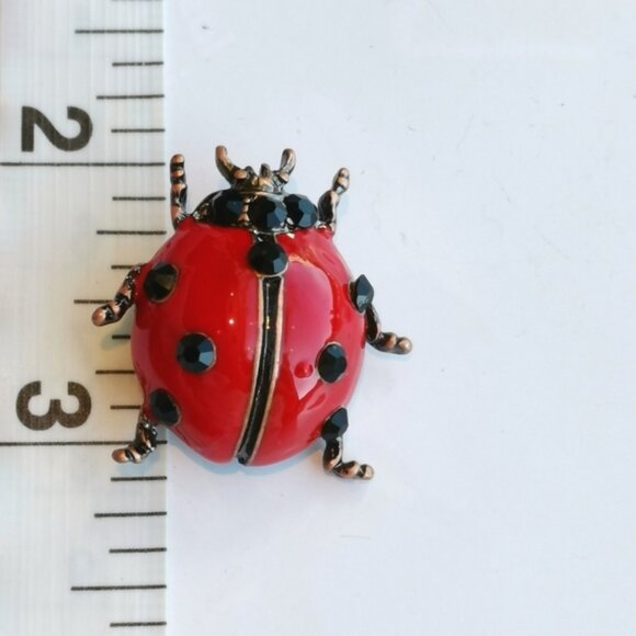 NWT Ladybug enamel crystal brooch pin - Picture 2 of 5